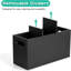Black Kitchen Utensil Holder For Countertop - Wooden Large Utensil Caddy Organizer For Counter - 3 Compartment Cooking Utensil Crock For Silverware Spoon Spatula