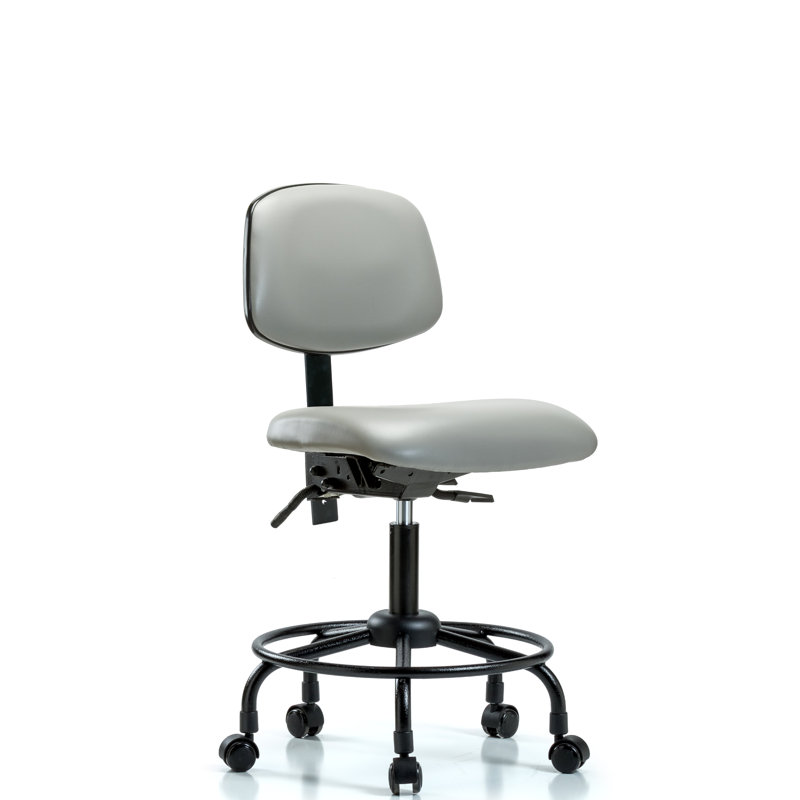 Kacey Vinyl Drafting Chair, Dove, Glides, Not Included