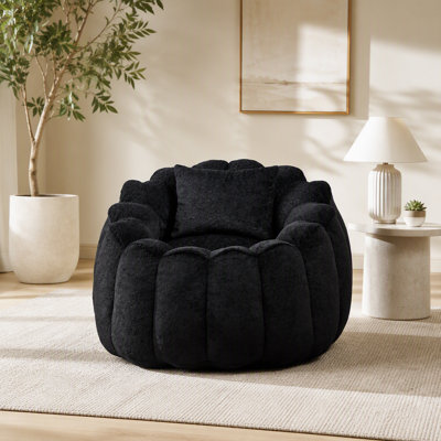 Pouf poire pour adultes, pouf poire une place à motif floral, canapé de sol ultra doux en fausse fourrure, fauteuil de lecture surdimensionné pour salon, chambre, bureau