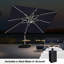 Parasol en porte-à-faux double 120 "x 156" avec lumières solaires et base en terre, bleu marine-2104759785