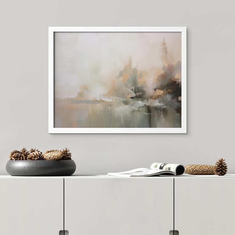 «Abstract Landscape Textured Earthy Tones» sur papier, Blanc, H 12 po x l 16 po