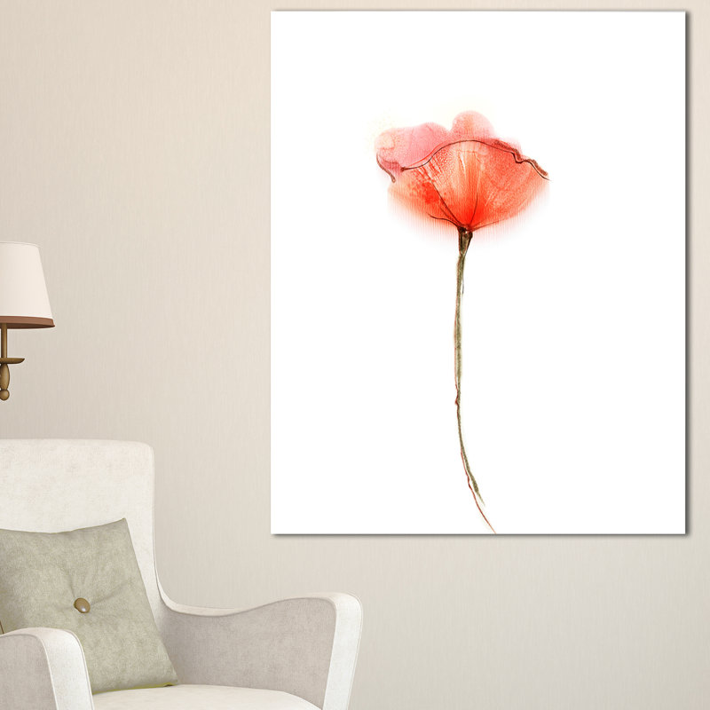 Reproduction d’art sur toile tendue, reproduction de fleurs rouge large aquarelle, H 32 po x l 16 po x P 1 po, Toile tendue