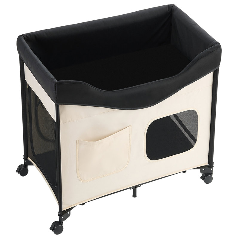 Lit superposé pliable pour chien avec roulettes et sacs latéraux L