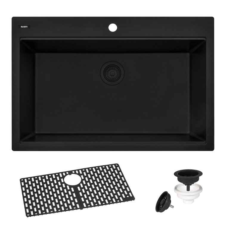 Ruvati 33 x 22 inch epiGranite Drop-in Topmount Granite Composite Kitchen Sink