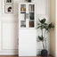 Armoire de rangement 70,87 H avec tablettes coulissantes multifonctionnelles à 4 niveaux et 2 portes en verre pour la cuisine moderne et les espaces de vie-1135736433