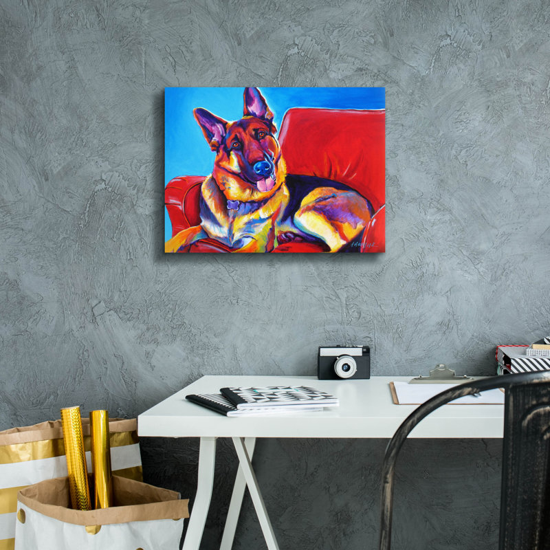 "Gsd - Zeke" par Dawg Painter, H 12 po x l 16 po x P 0,75 po