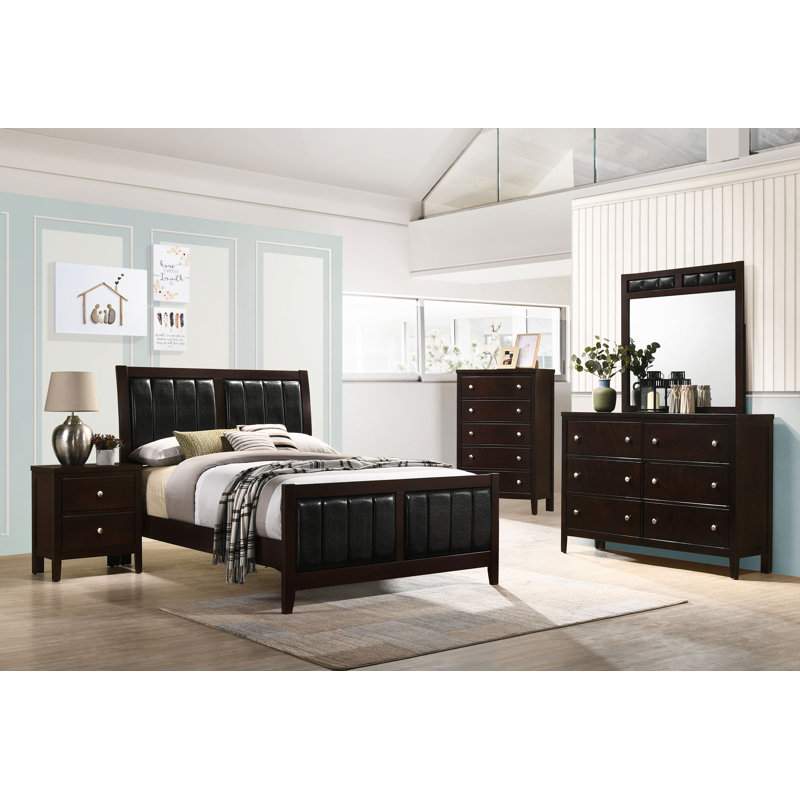 Ensemble de chambre à coucher double 5 pièces Najier Cappuccino, Double