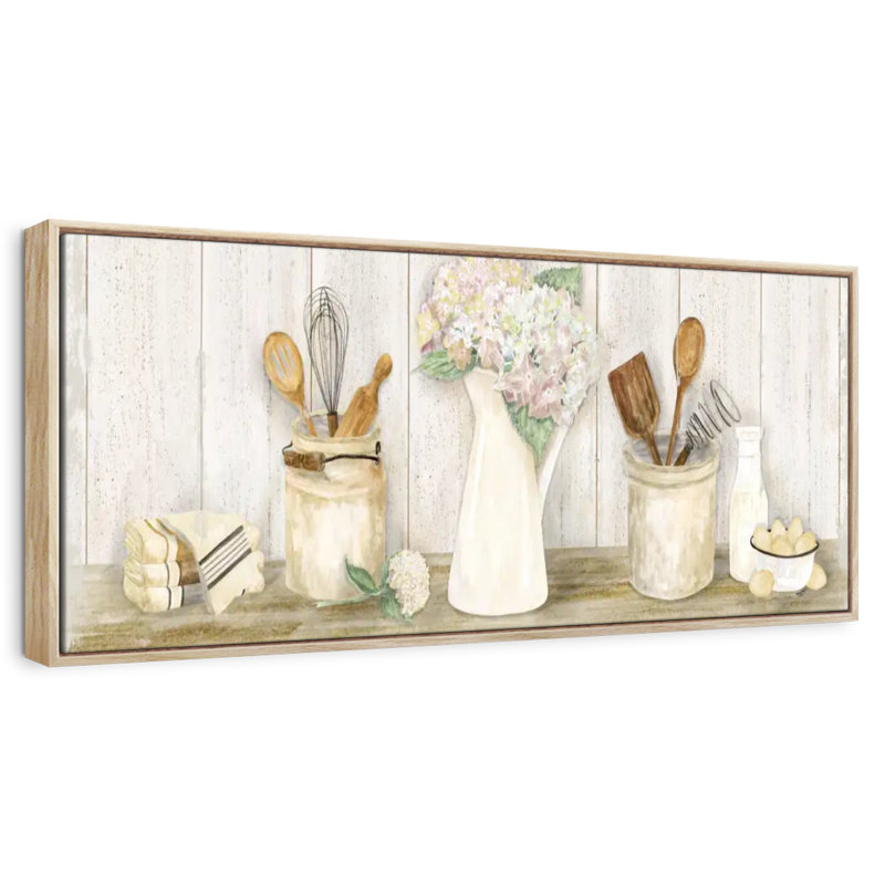 Panneau de cuisine rétro, Cadre flottant en bois naturel, 31 po x 11 po
