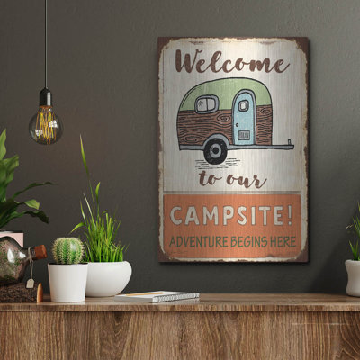  «Lodge Sign-h» par Jean Plout, art mural en métal, 12 po x 16 po