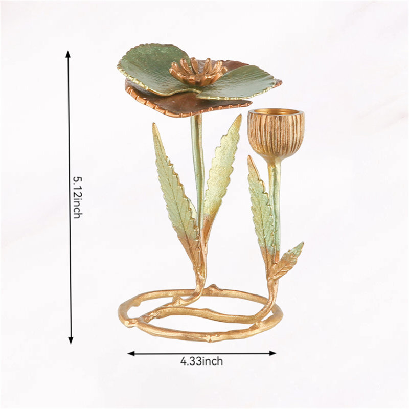 Metal Tabletop Candlestick, 3.54" H x 2.76" W x 2.76" D