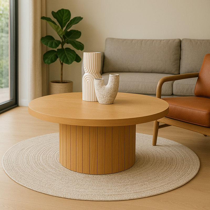 Table basse en bois naturel fabriqué à la main de 36 po - Fabrication en bois massif et en bois d'ingénierie durable