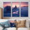 «Little Church In Misty Snow Landscape Sunset I - Church», ensemble d'art mural
