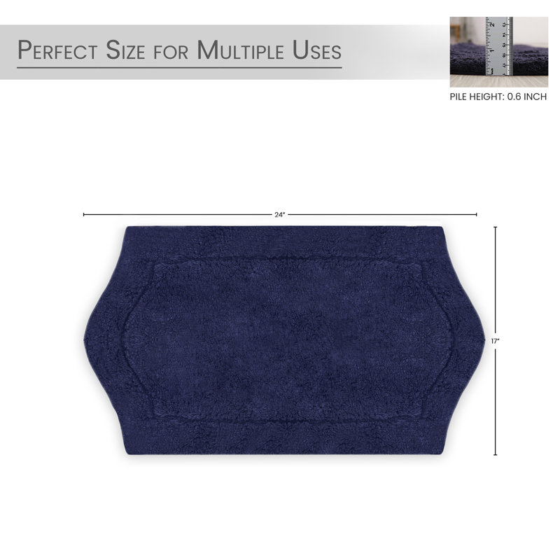 Tapis pour salle de bain Morissette, L 17 po x L 24 po, Marine