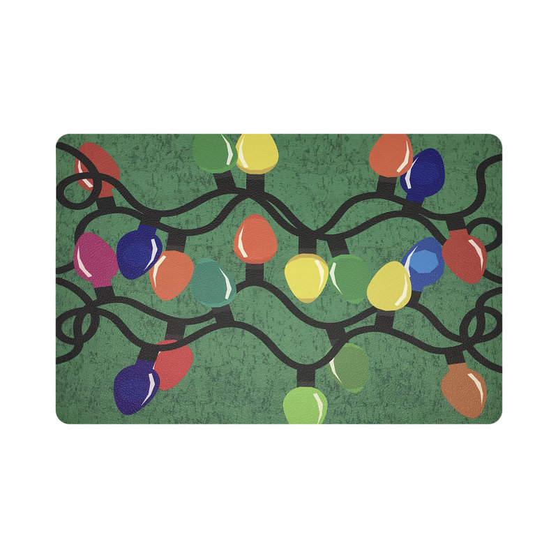 Xmas Vegan Leather Rectangle Placemats, Green