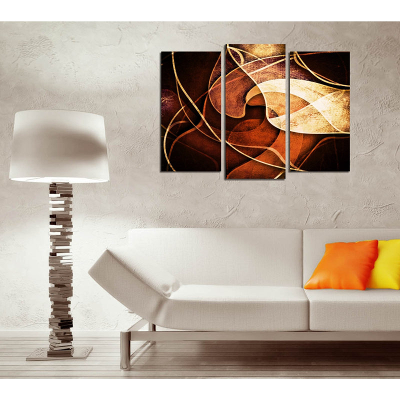 Superbe ensemble de 3 peintures décoratives sur toile, 26,0 x 15,7 pouces (taille totale: 26,0 x 17,7 pouces) | 100% toile, cadre 100% bois (épaisseur: 1,2 po) | Parfait pour le salon, la chambre à coucher et le bureau