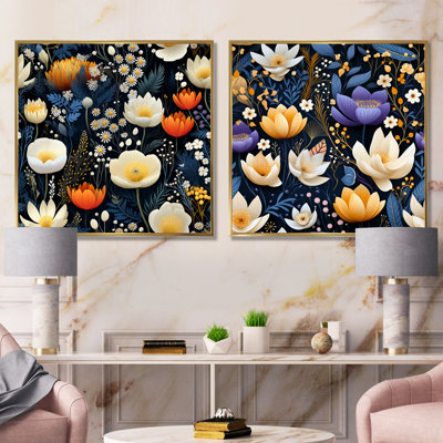 Lorena - ensemble de 2 reproductions d'art murales florales