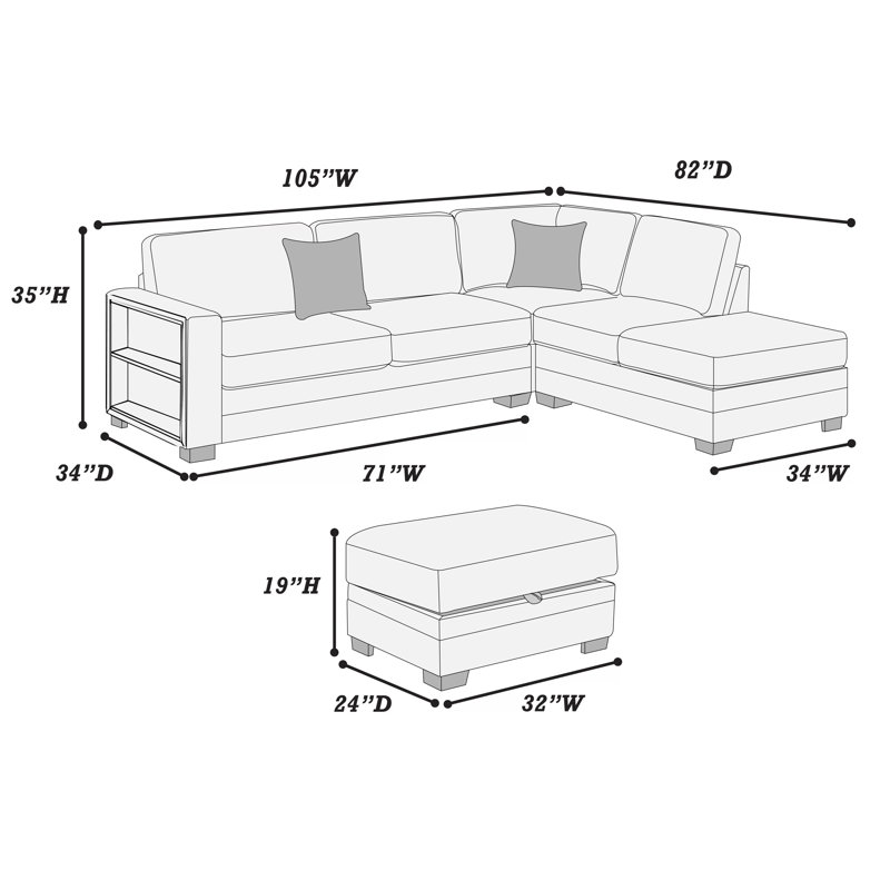 Ensemble modulaire réversible avec repose-pieds, Beige Boucle