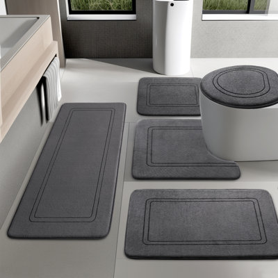 Ensemble de tapis de bain en mousse viscoélastique 5 pièces avec envers antidérapant et haute capacité d'absorption