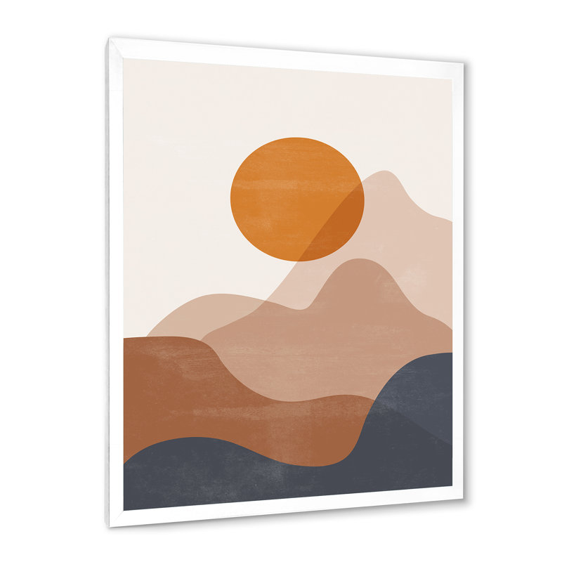 Abstrait lune rouge dans les montagnes aux tons de terre II - impression sur toile, H 20 po x l 12 po x P 1,5 po