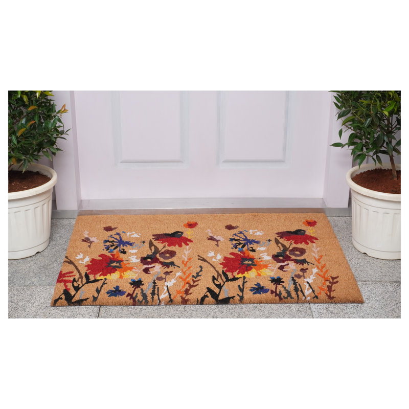 Tapis d'entrée extérieur antidérapant Floral, L 17 po x L 29 po