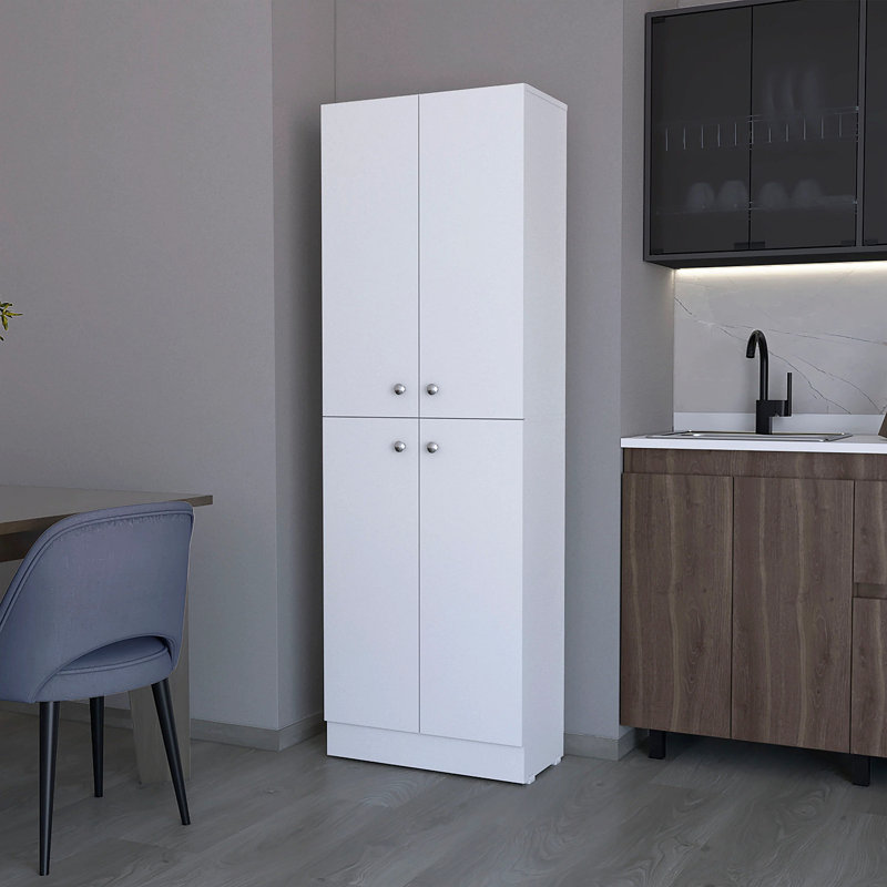 Armoire garde-manger noire avec 4 portes et 5 tablettes cachées, Noir