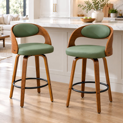Tabourets de bar pivotants en similicuir 30 po Modern, tabourets de bar en bois avec repose-pieds