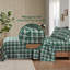 Ensemble de draps 4 pièces à carreaux verts, flanelle 100% coton doux et confortable-122563735-122563734