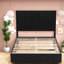 Grand lit durable, structure en bois, design moderne pour la maison