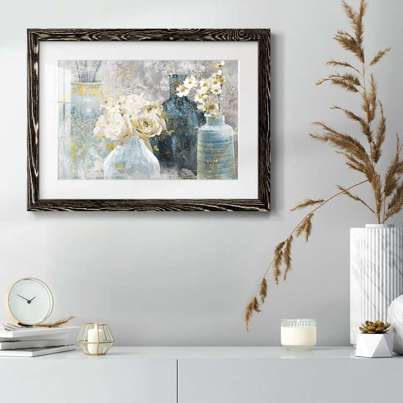 Vessels and Blooms Blues, H 26 po x l 38 po, Noir