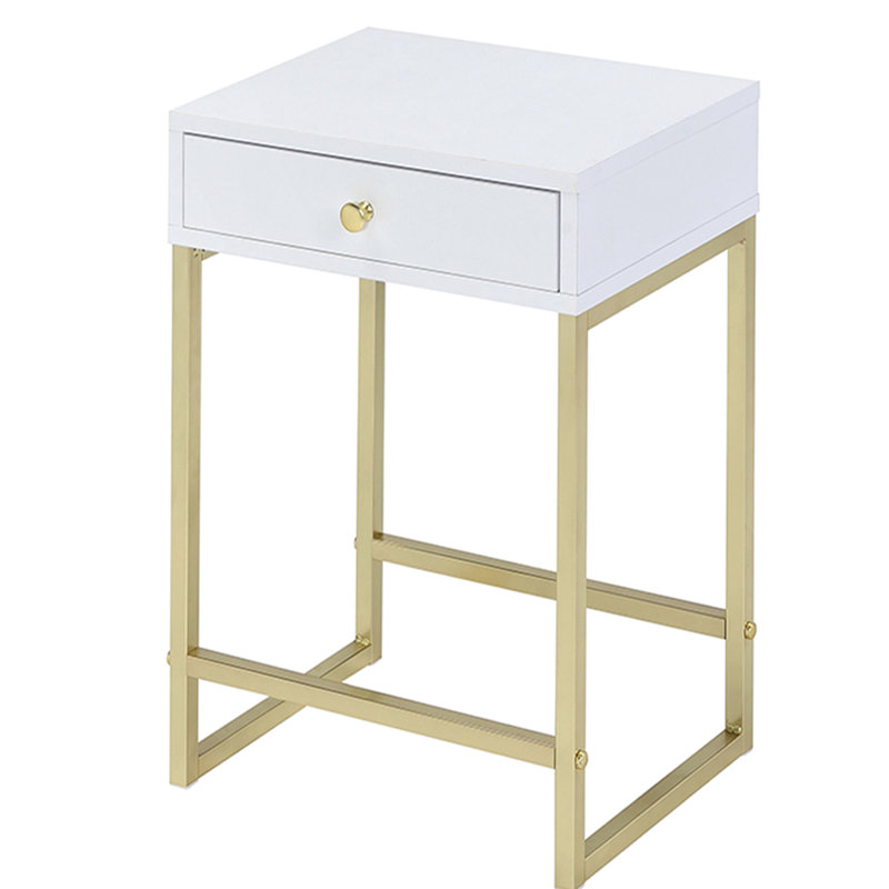1-Drawer Side Table White Coffee Table Modern Coffee Table