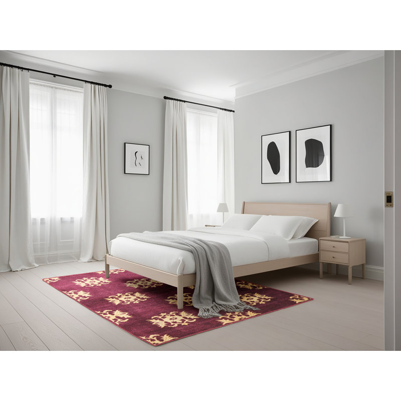 Tapis rouge / ivoire Skammel, Rectangle 5 pi x 7 pi