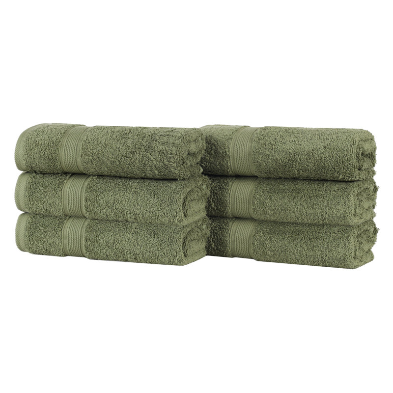 Ensemble de serviettes en coton biologique Lyndon, Ensemble de 6 serviettes à main, Vert forêt