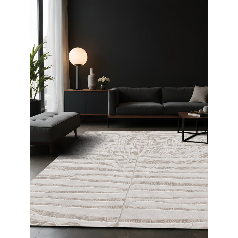 Tapis gris soyeux et moelleux, Carré 3 pi