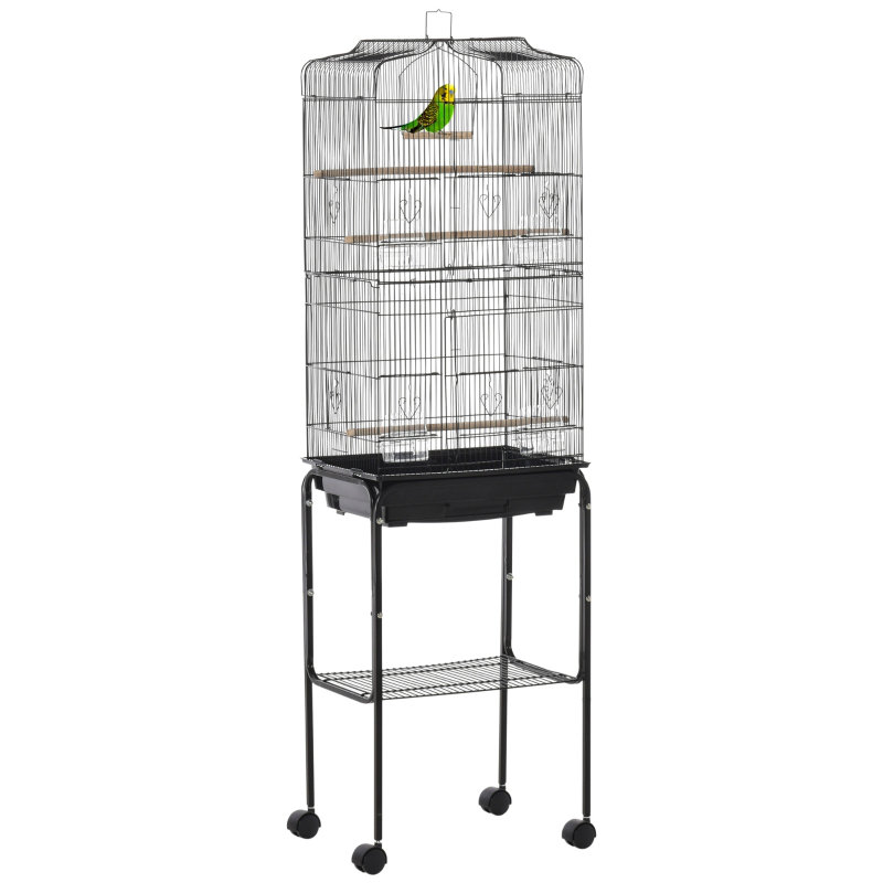 Avelyn 157.00cm Metal Dome Top Floor Bird Cage with Wheels