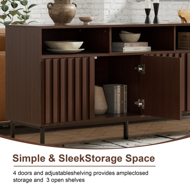 61.4" Wide Sideboard, Dark Brown