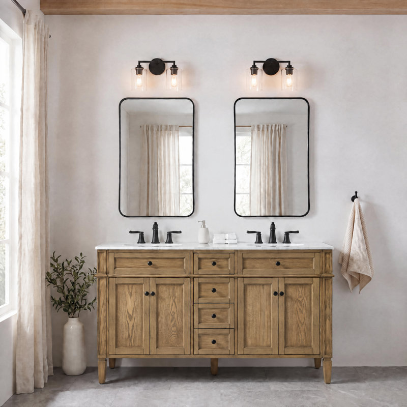 Ensemble de meuble-lavabo double 60 "Rivers, Bois flottant