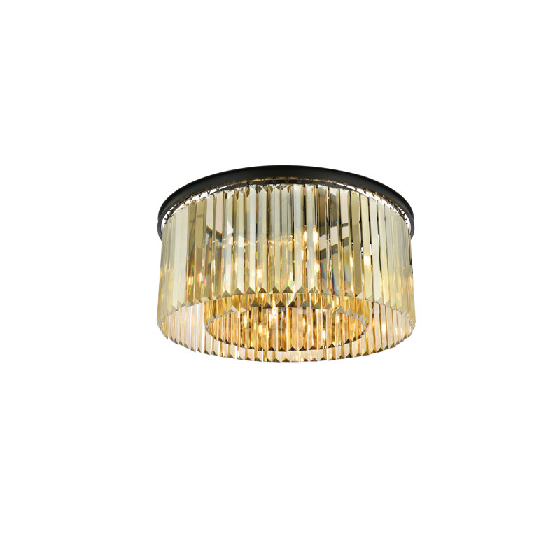 Yazmin Crystal Flush Mount, Matte Black, Smoky