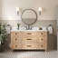 Meuble-lavabo ARIEL Monrow 61 po en chêne massif avec comptoir en quartz blanc pur de 1,5 po et lavabo ovale centrale.-99405034-125038766-131238287