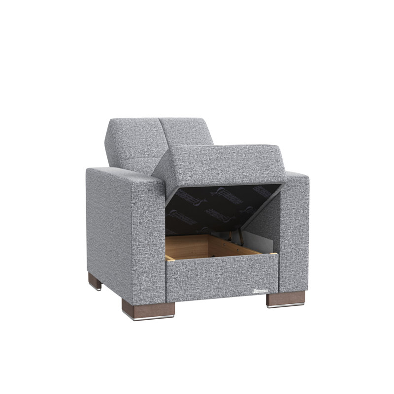  Fauteuil convertible avec accoudoirs convertibles 3-en-1 Annalice Armada, Microfibre blanche et grise