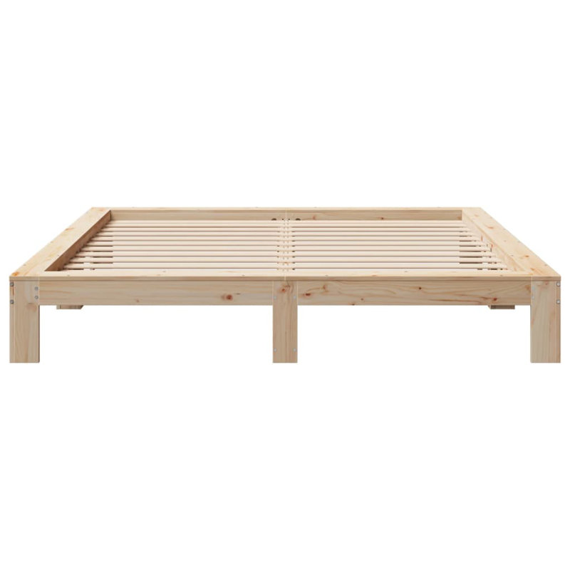 Solid Wood Bed, 200 x 200cm, Brown