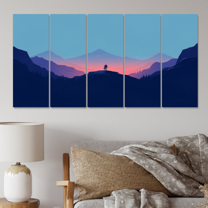 Minimalist Horizon III - Impression sur toile de formes abstraites - 5 panneaux égaux
