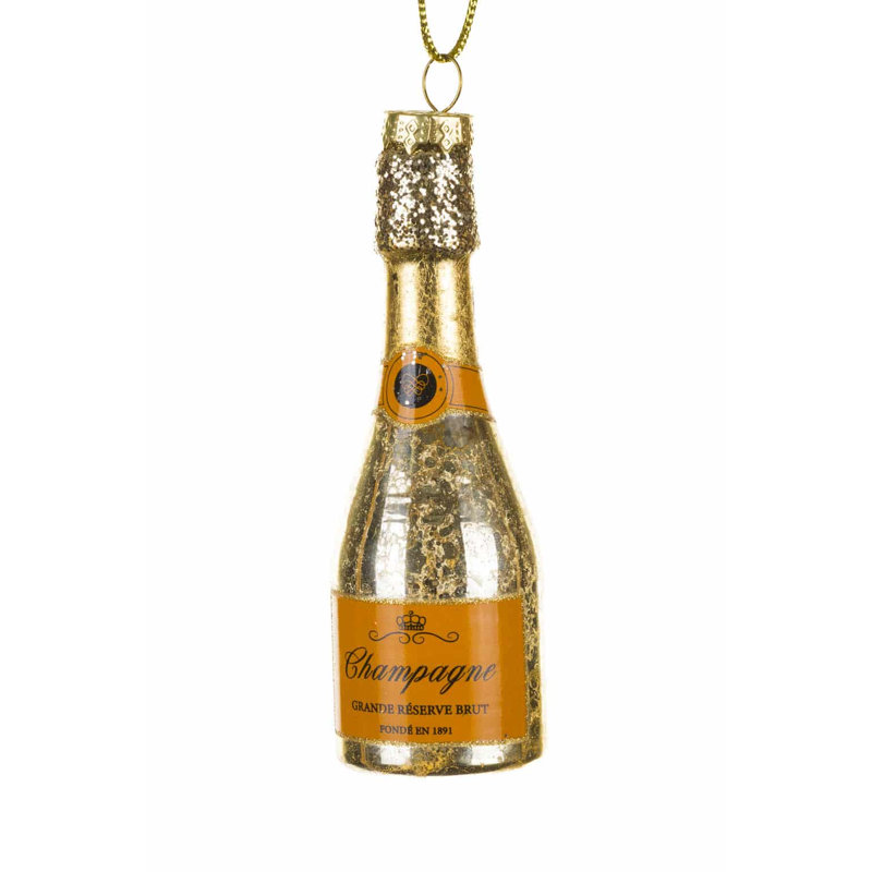 Ornement de bouteille de champagne doré