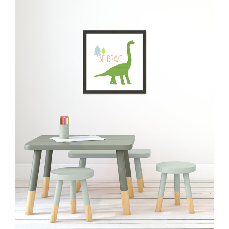 Dino Brave 1 ', art encadré, H 22,5 po x l 22,5 po x P 0,6 po, Cadre plat à grain de bois noir