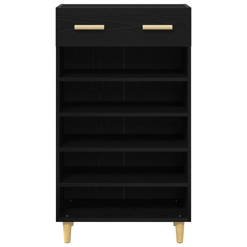 10 Pair Shoe Storage Cabinet, Black Oak