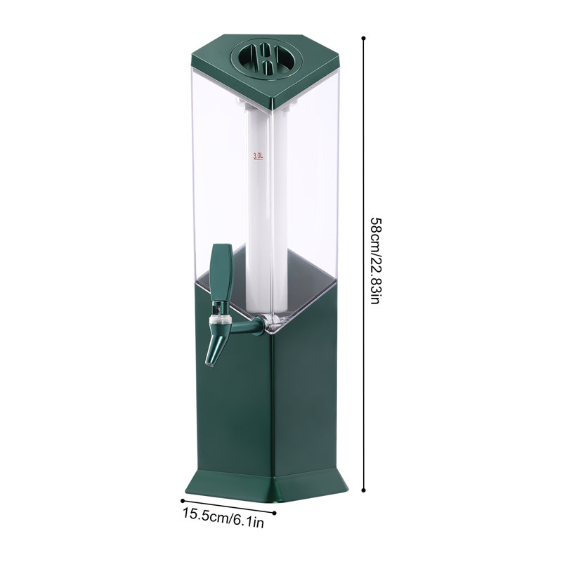 Distributeur de bière de table ABS 101,44 oz avec tube de glace et lumière, Bleu paon