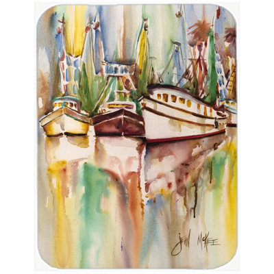 Caroline's Treasures Ocean Springs Deep Sea Fishing Boats Glass Cutting Board