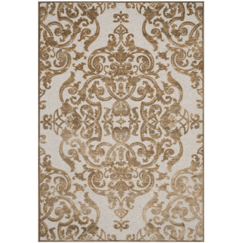 Tapis gris à motif géométrique Bailee, Rectangle 2 pi 7 po x 4 pi