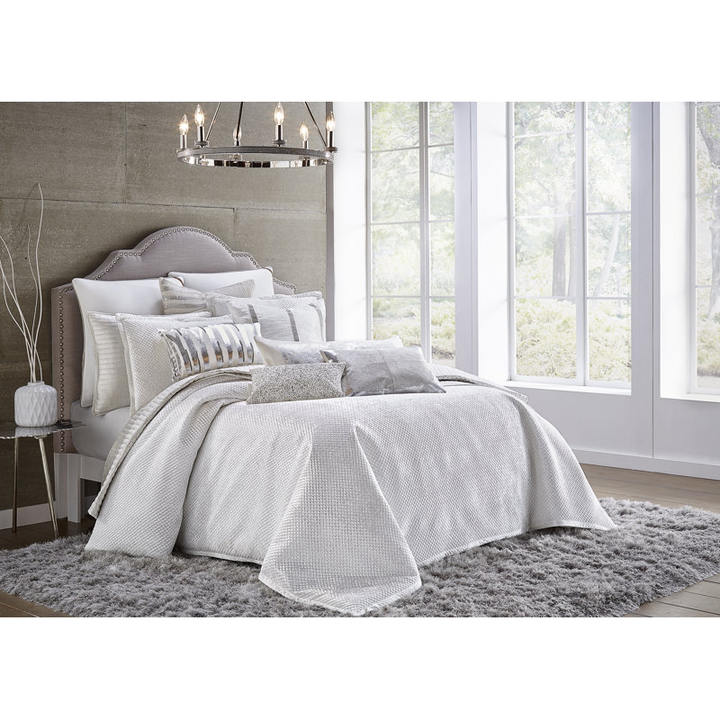 Ensemble de housse de couette en polyester 3 pièces Giorgiana, Housse de couette très grand + 2 taies décorativ, Ivoire