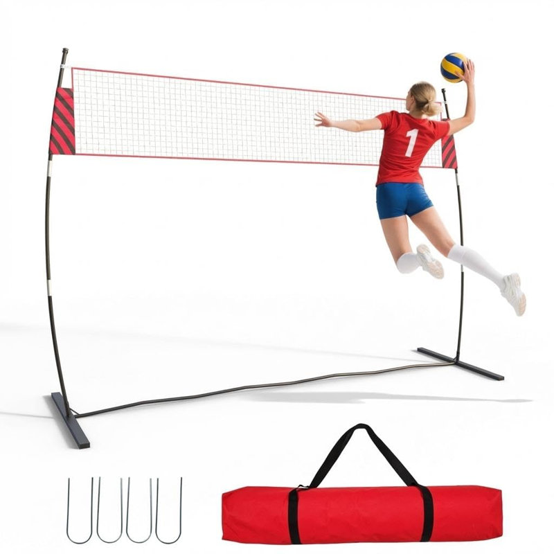 Ensemble de filet de volleyball autoportant - 6 m, hauteur réglable 7,4 pi - 8 pi
