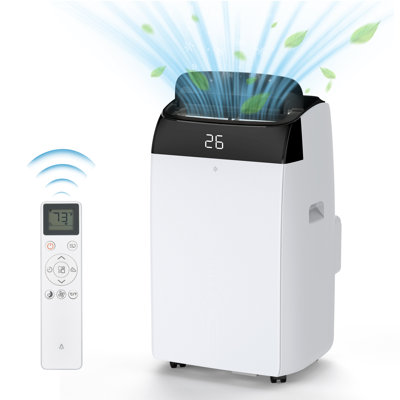 Small Portable AC Unit with Built-In Dehumidifier, Remote Control & Window Mount Exhaust Kit for Easy Moving, 12,000 BTU Portable Air Conditioner for Rooms Up to 550 Sq.Ft (Black)